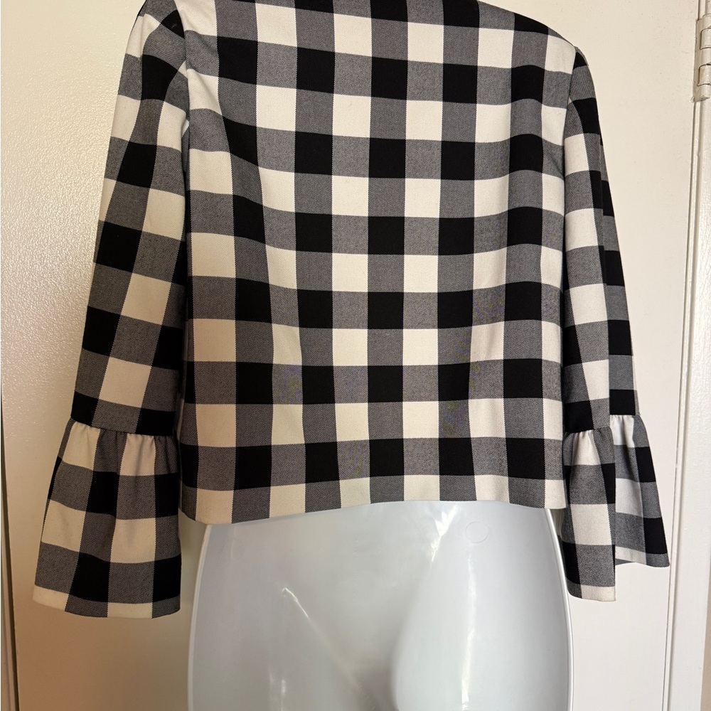 Chic Black and White Checkered Bomber Jacket - Picture 2 of 4